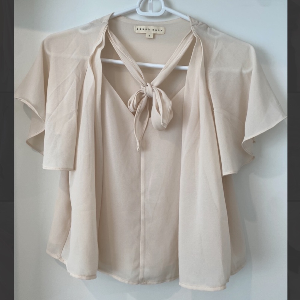 UO cream/blush tie front crop top